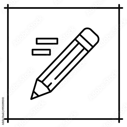 minimalist pencil icon with eraser and lines