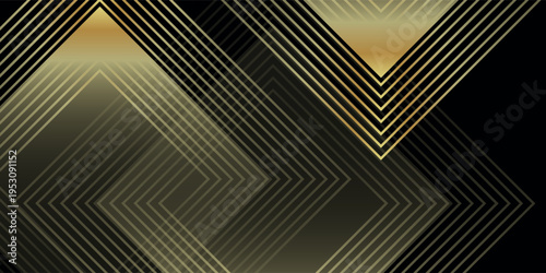 Abstract golden lines lines shapes on dark background. Luxury theme. Vector illustration