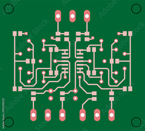 Tracing conductors of printed circuit board
of electronic device. Vector engineering 
drawing of pcb design. Electric background.
Computer technic cad project.