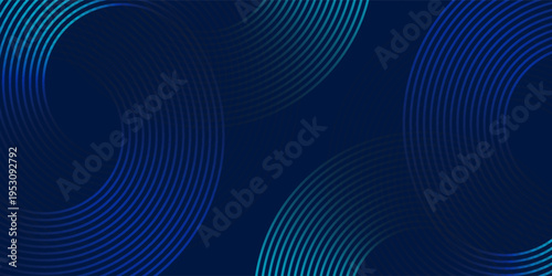 Navy blue background with curved and overlapping glowing circles lines effect