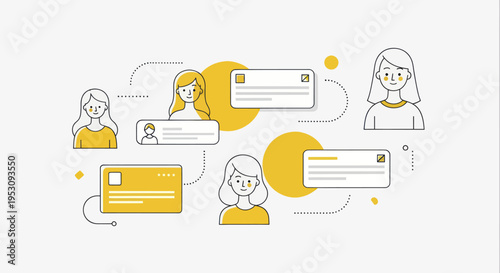 Social media communication and networking concept illustration.