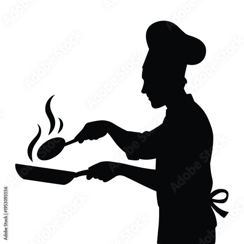 Hot chili pepper vector with silhouette of business person in suit holding gun in profile shadow style