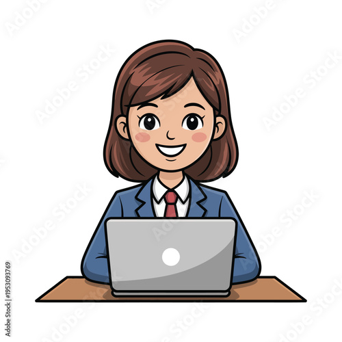 Young businesswoman working on laptop in office surrounded by medical and technology items