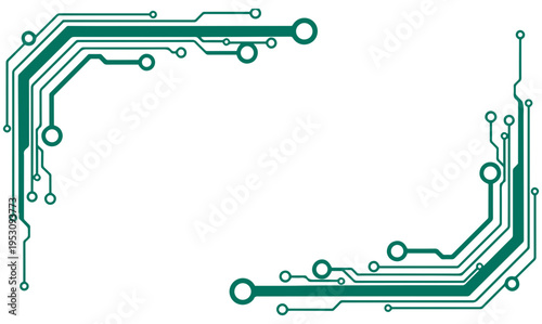 Innovative circuit board design with green wires and microchips