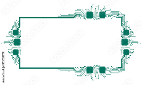 Elegant green circuit board design with futuristic elements