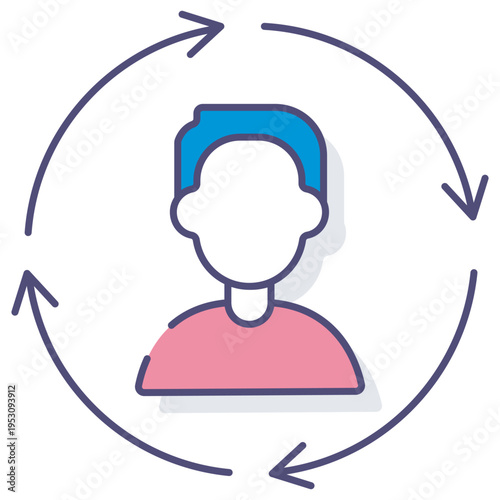 Turnover Icon, Employee Turnover Concept Illustration, Staff Attrition Icon Design, Workforce Change Graphic, Business Revenue Turnover Symbol, vector