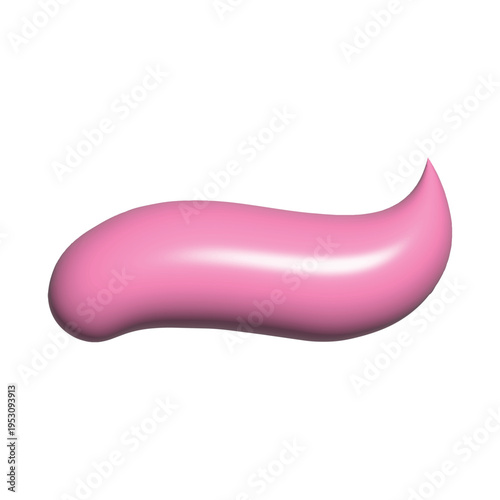 Pink Cosmetic Cream Stroke 3D Vector Illustration. Realistic Rose Gel Smear for Skincare, Moisturizer, Toothpaste and Beauty Product Design. Shiny Glossy Texture Isolated on White for Marketing.