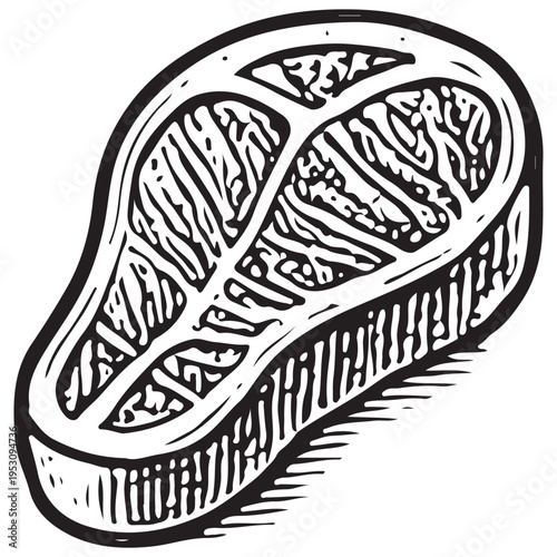 Raw Steak Meat Fresh Protein Food Ingredient Cooking Illustration Vintage Style