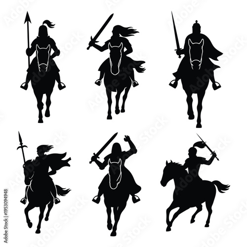Knight on horseback silhouette vector illustration