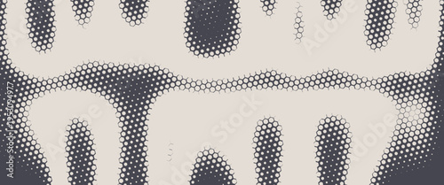 Halftone Hexagonal Pattern Vector Abstract Geometric Technology Background. Retro Colored Half Tone Hexagons Texture. Minimal Style Dynamic Tech Wallpaper. modern