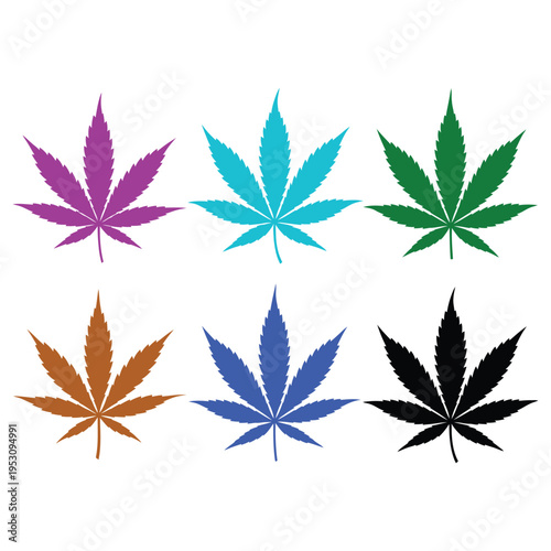 Cannabis Leaf Vector Illustration Isolated on White Background