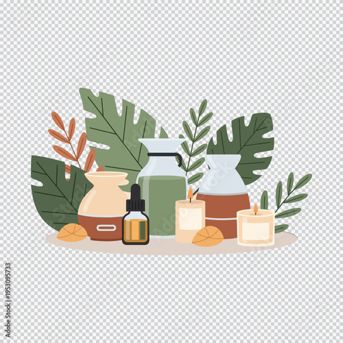 Set of natural skincare products vector illustration