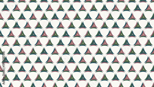 Seamless vector pattern with repeating abstract geometric shapes in dark teal and muted pink, forming a decorative and modern textile design or digital background.