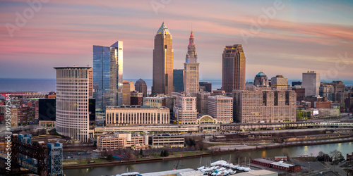 Canvas Print Cleveland Ohio Downtown City Skyline Dusk
