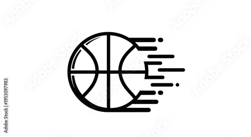 dynamic basketball icon in rapid motion symbolizing speed and energy for sports branding apps or game design