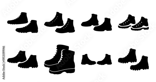 Variety of Boot Silhouettes Presented in a Black and White Graphic