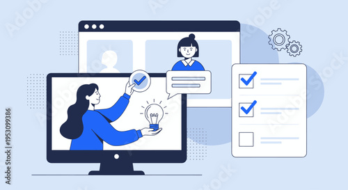 Online learning and task management with digital tools and human interaction.