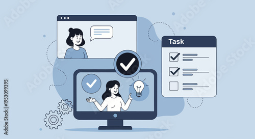 Online Learning and Task Management Concept Illustration.