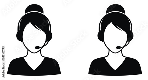 Two Female Customer Service Representatives Wearing Headsets for Business Communication Concepts