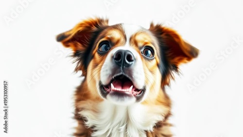 A cute, attentive pet dog, close-up of a dog's head
