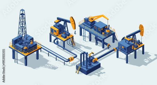 Isometric Oil and Gas Industry Production Facilities.