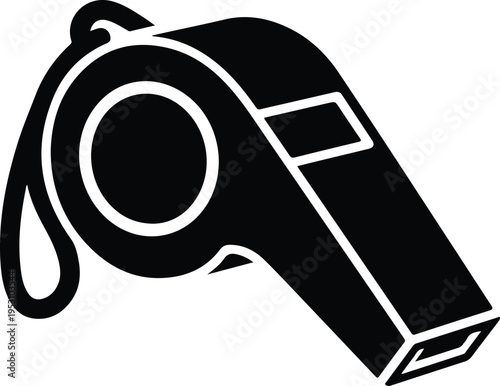 Silhouette classic sports whistle for referee coach or trainer vector illustration