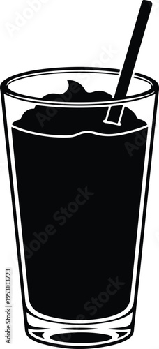 Silhouette of a refreshing milkshake in a tall glass vector illustration