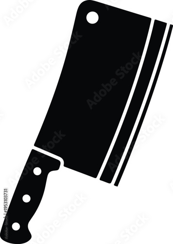 Silhouette of a sharp heavy meat cleaver butcher knife vector illustration