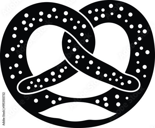 Silhouette of a salty pretzel bread snack for bakery designs vector illustration