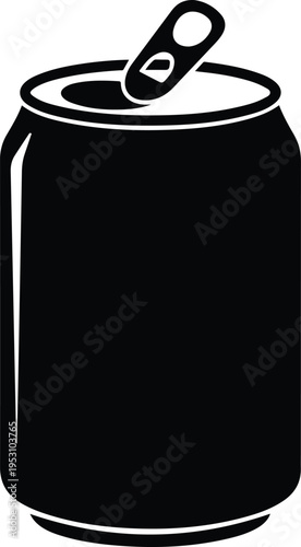 Silhouette of an open aluminum soda can for beverage packaging vector illustration