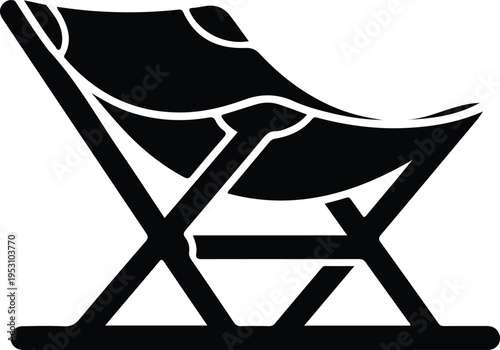 Silhouette of comfortable deck chair for beach vacation and travel vector illustration