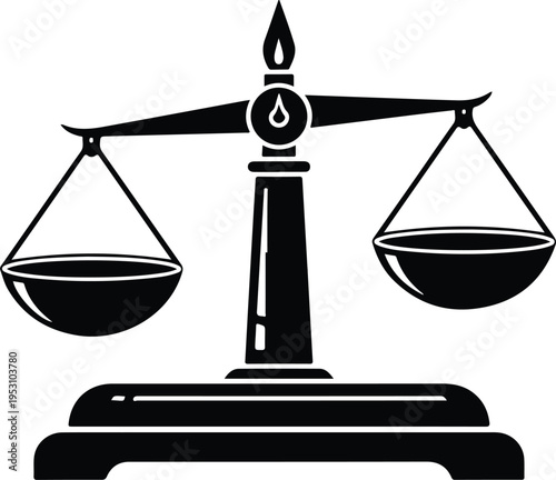 Silhouette of justice law scale symbol for legal equality concept vector illustration