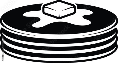 Silhouette stack of delicious pancakes with melting butter for breakfast vector illustration