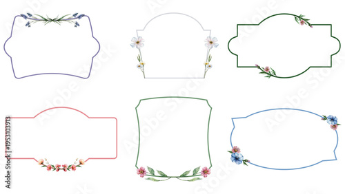 Watercolor flowers frame set, elegant floral elements