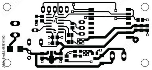 Tracing conductors of printed circuit board
of electronic device. Vector engineering 
drawing of pcb design. Electric background.
Computer technic cad project.

