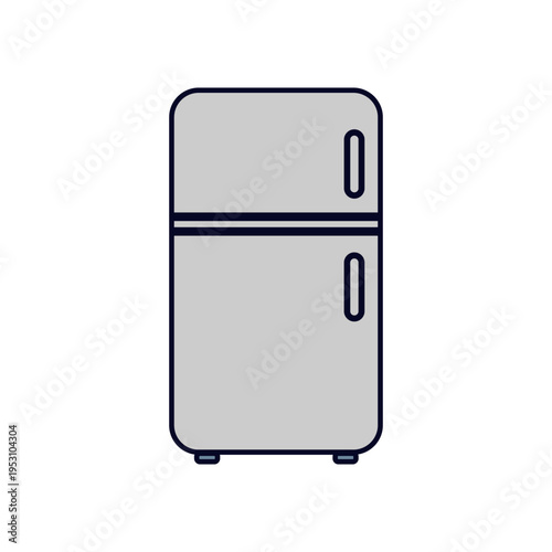 Refrigerator icon, kitchen appliance flat design