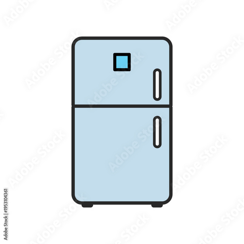 Refrigerator icon, kitchen appliance flat vector illustration
