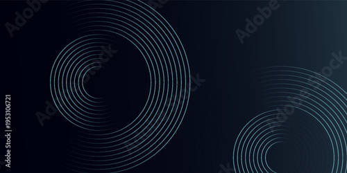 Blue abstract background with glowing circles. Swirl circular lines pattern. Geometric spiral. Twirl element. Modern graphic design. Futuristic technology concept.