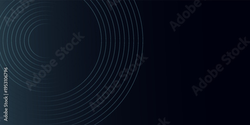 Blue abstract background with glowing circles. Swirl circular lines pattern. Geometric spiral. Twirl element. Modern graphic design. Futuristic technology concept.