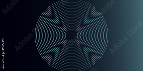 Blue abstract background with glowing circles. Swirl circular lines pattern. Geometric spiral. Twirl element. Modern graphic design. Futuristic technology concept.