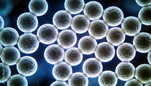 Microscopic view of cells or virus particles