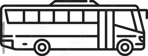 Tour Bus icon vector on white background. black drawing vector