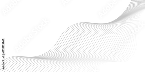 Flowing dots particles wave pattern halftone gradient curve shape isolated on white background.