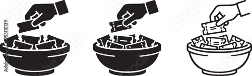 Raffle ticket selection giveaway icon bold silhouette.