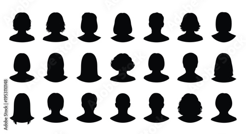 Collection of diverse silhouetted human figures in a grid formation