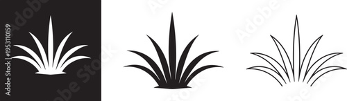 Grass lawn greensward silhouette bold icon design.