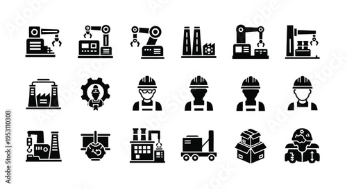 A collection of icons representing various professions and industrial activities
