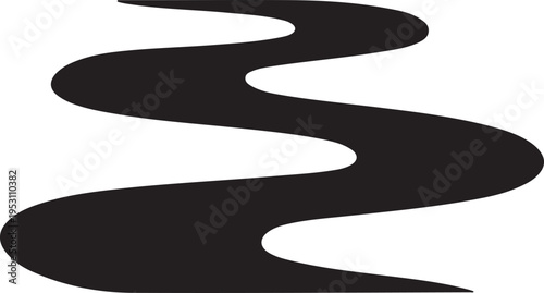 River icon. Monochrome simple River icon for templates, black drawing vector