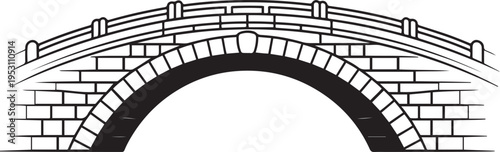 arch bridge with a roadway on top. The vector is isolated is suitable for print and digital use. black drawing vector