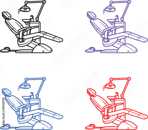 Silhouette of a reclining office chair in four color variations